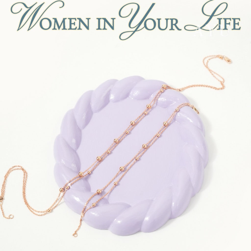 AYU Gelang Emas - Boba Party Double Layer Bracelet 17k Rose Gold