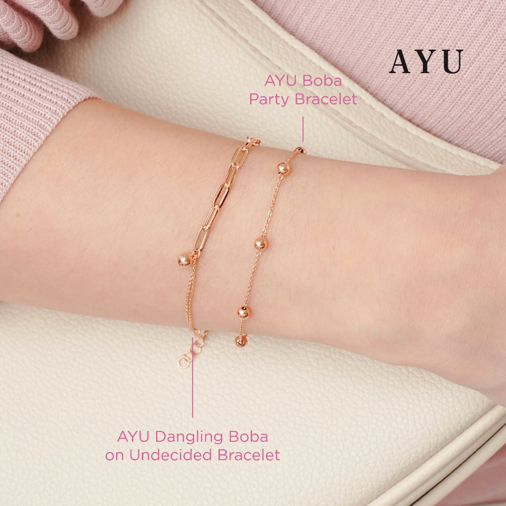 AYU Gelang Emas - Spaced Mini Boba Bracelet 17k Rose Gold
