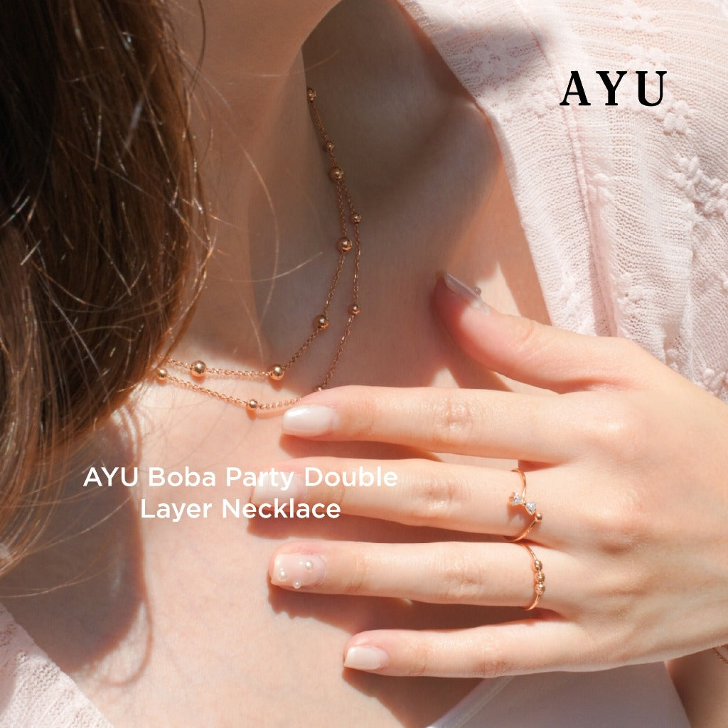 AYU Cincin Emas - 3 Bling Boba On Benang Ring 17k Rose Gold