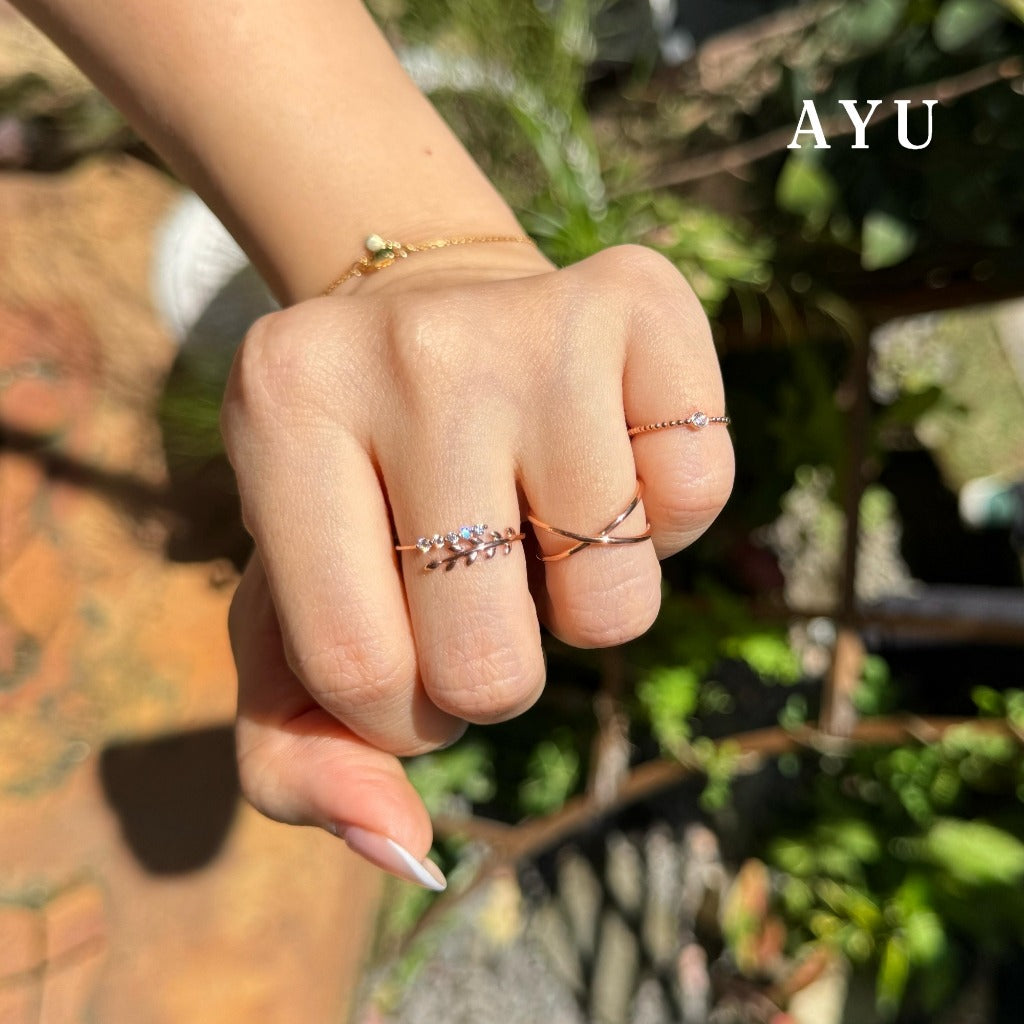 AYU Angel Vine And Single Prong Wrap Ring 17k Rose Gold