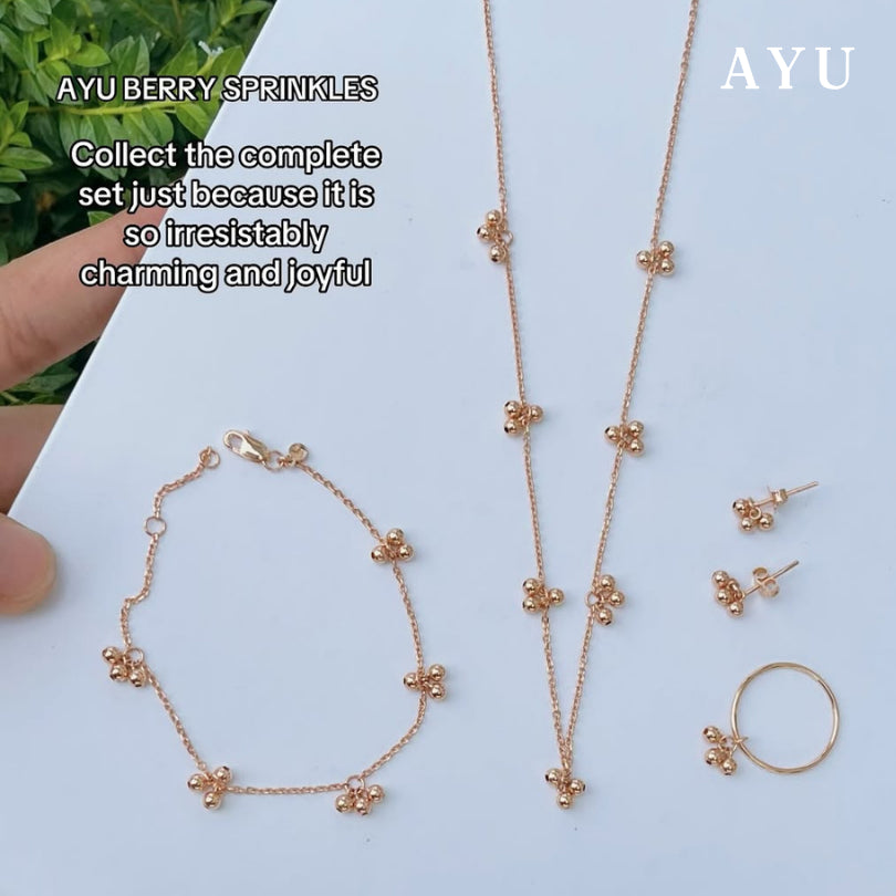 AYU Gelang Emas - 5 Gold Berry Sprinkles Chain Bracelet 16k Yellow Gold