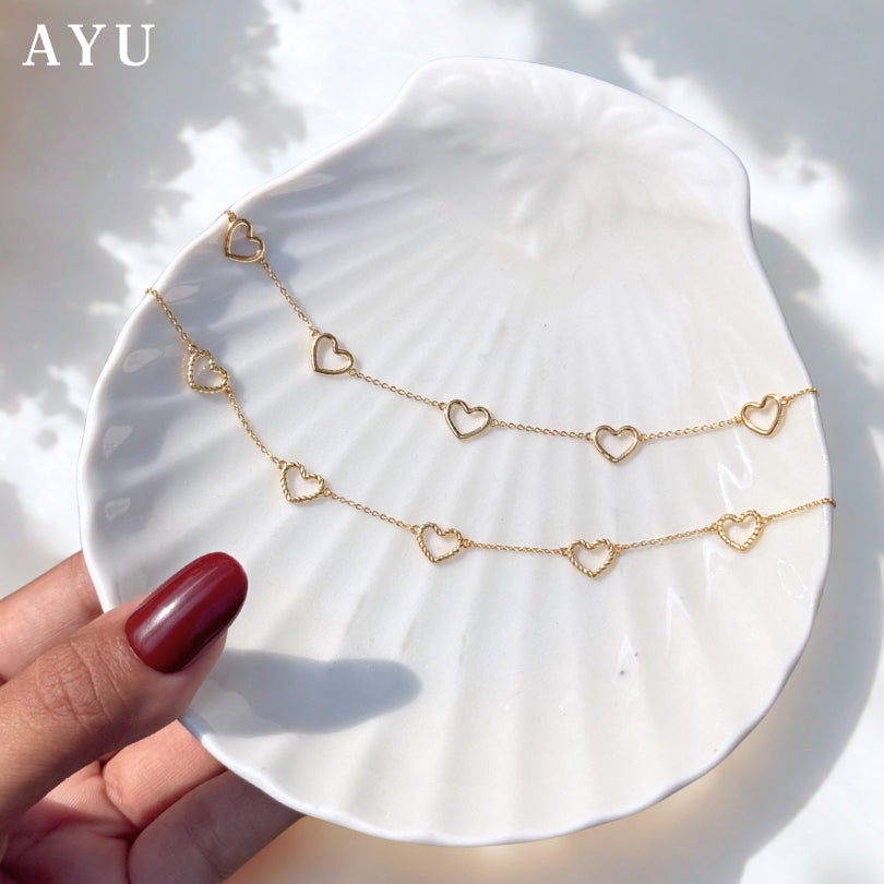 AYU Gelang Emas - 5 Baby Open Heart Bracelet 17k White Gold