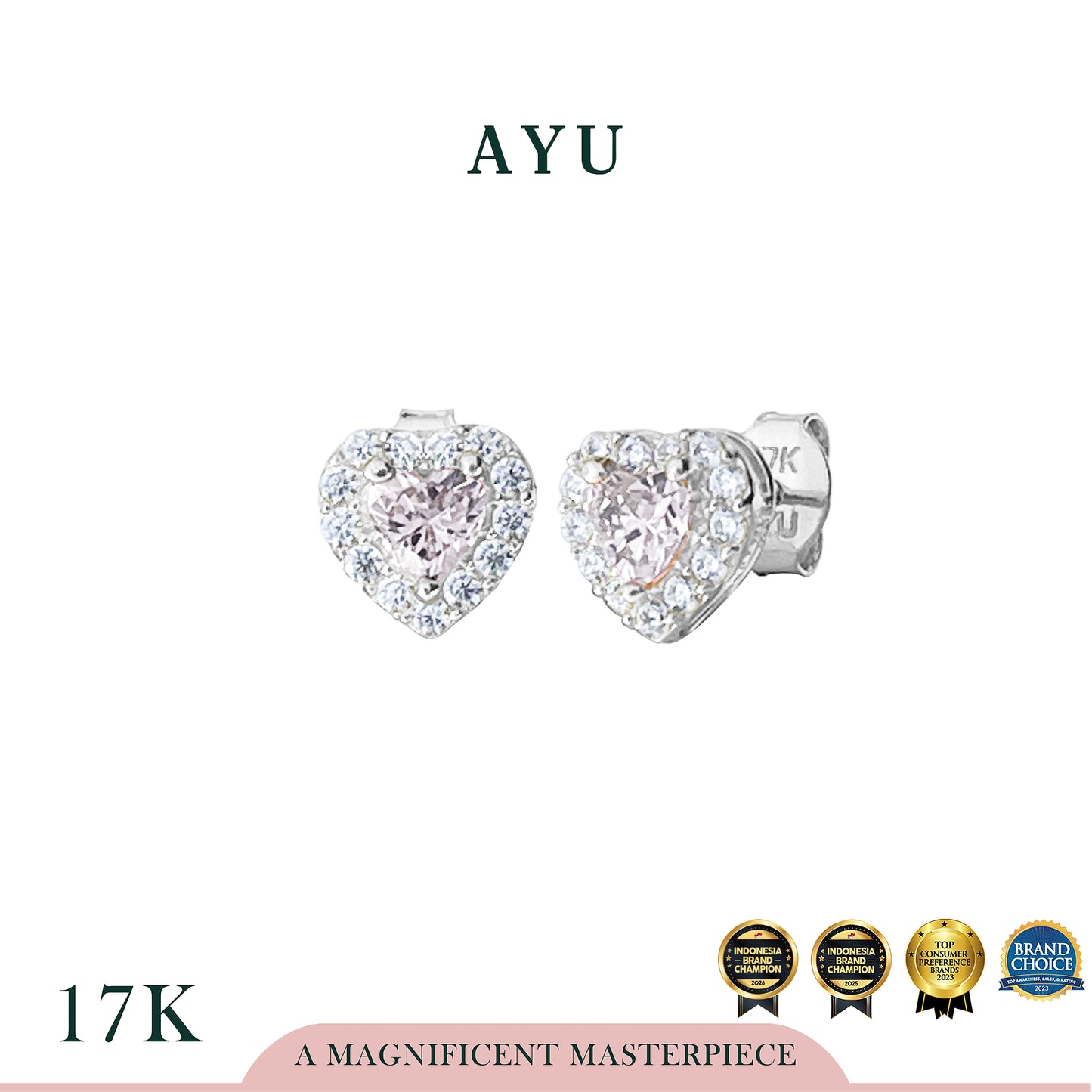 AYU Anting Emas - Love Is Beautiful Studs 17k White Gold