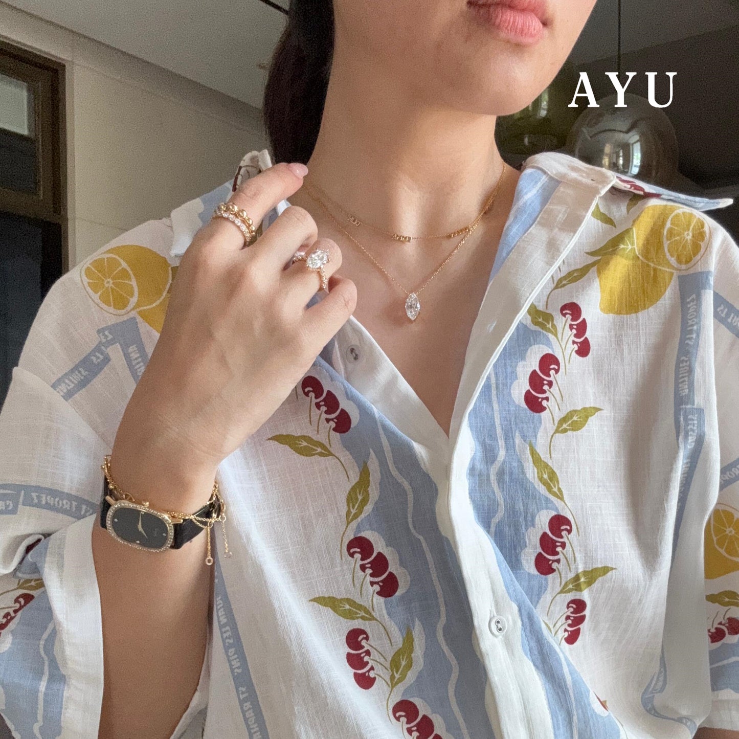 AYU Kalung Emas - The Glam Sella Cut Necklace 17k Rose Gold