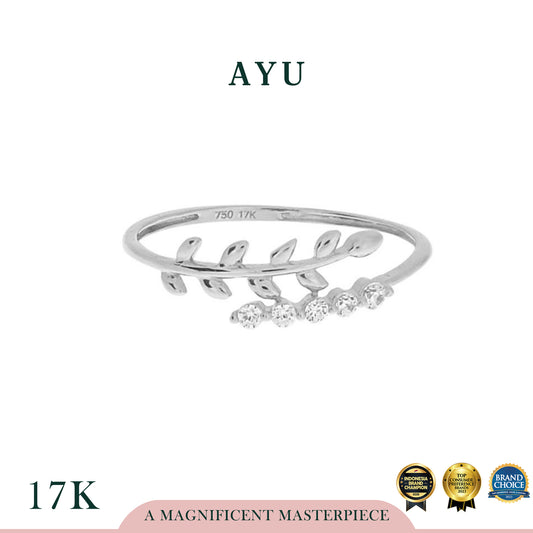 AYU Angel Vine And Single Prong Wrap Ring 17K White Gold