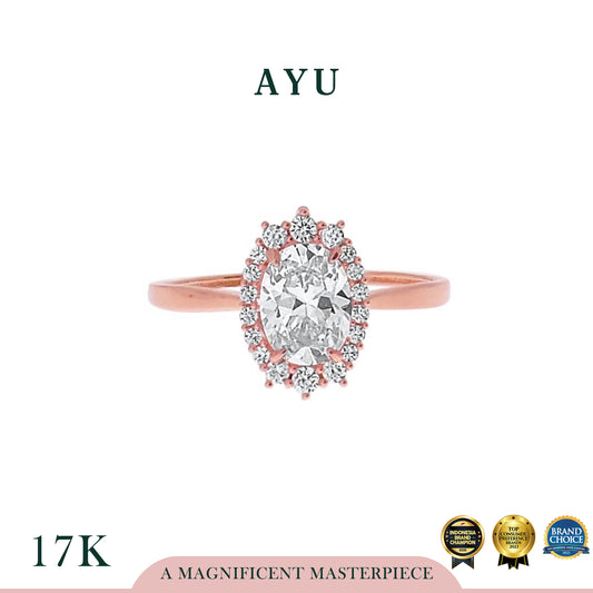 AYU Cincin Emas - Oval Grecian Solitaire 17K Rose Gold