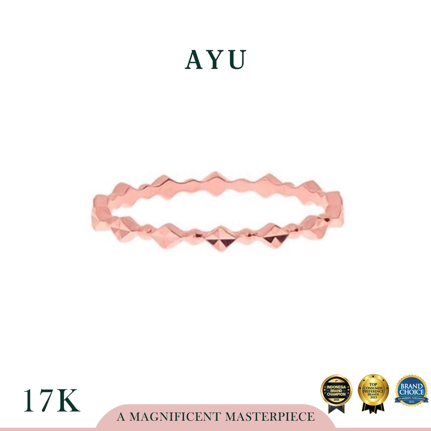 AYU Cincin Emas - Wajik Bling Stack 17K Rose Gold