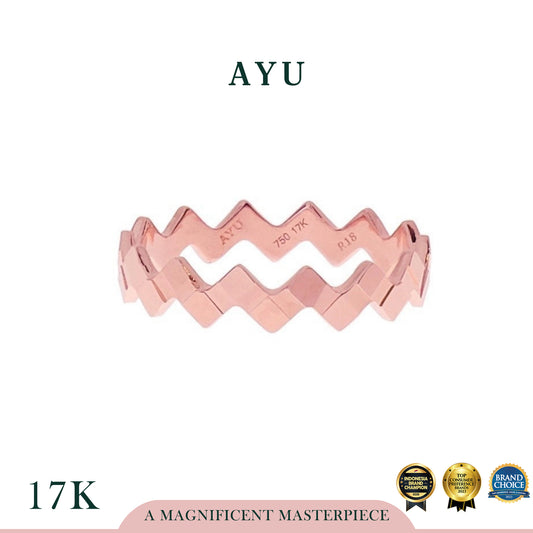 AYU Cincin Emas - Zig Zag Bling Ring 17k Rose Gold