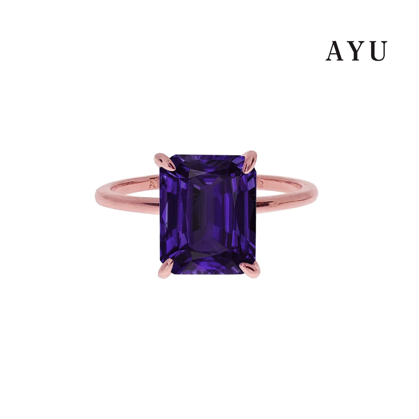 The AYU Setting In Glam Emerald Cut 17k Rose Gold