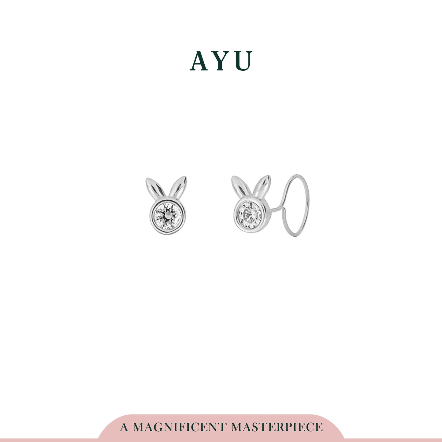 AYU Anting Emas Toge - Bunny Round Loop Earring 17k White Gold