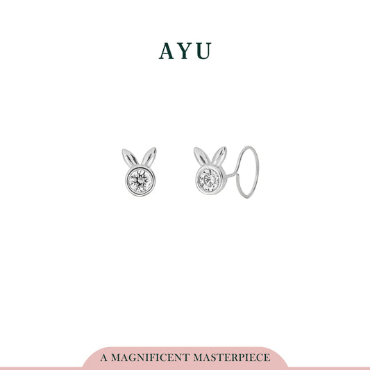 AYU Bunny Round Loop Earring 17k White Gold