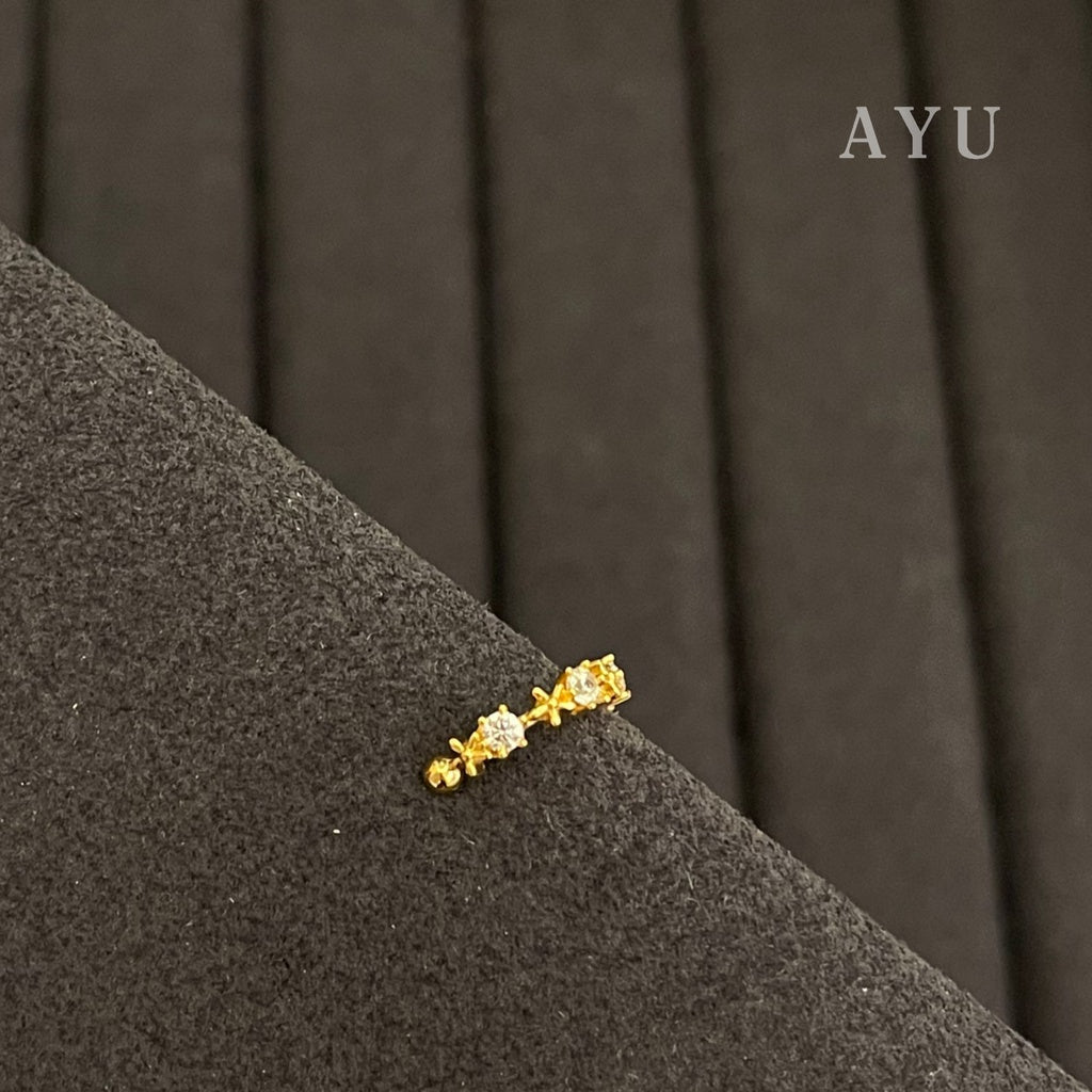 AYU Anting Emas - Flower Mini Solitaire Earcuff 16K Yellow Gold