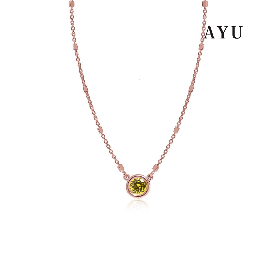 AYU Bezel Bling Chain Necklace 17k Rose Gold