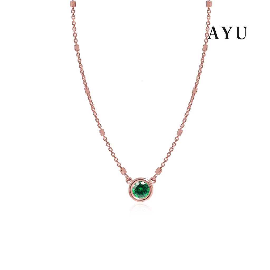 AYU Bezel Bling Chain Necklace 17k Rose Gold