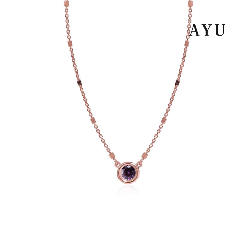 AYU Bezel Bling Chain Necklace 17k Rose Gold