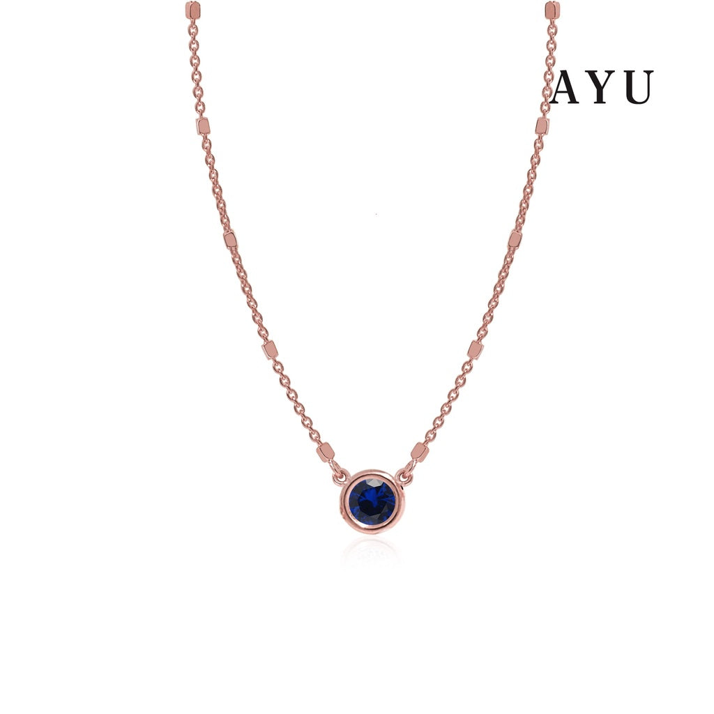 AYU Bezel Bling Chain Necklace 17k Rose Gold