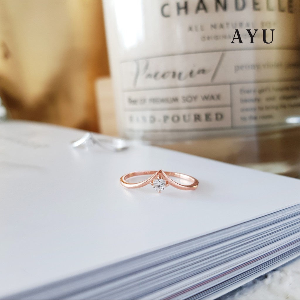 AYU Chevron With Mini Solitaire 17K Rose Gold