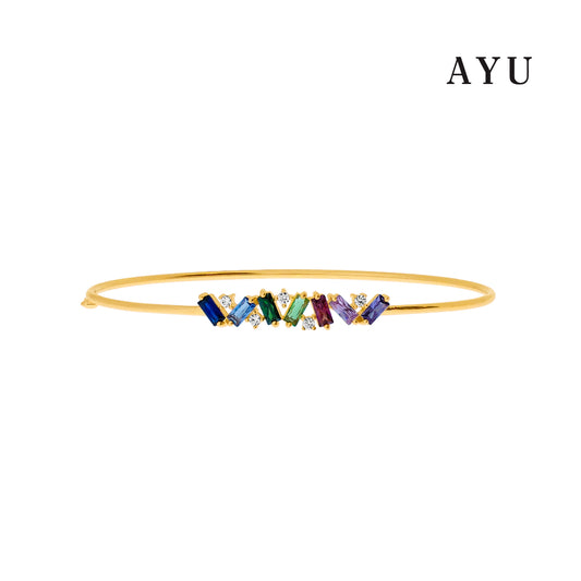 AYU Gelang Emas - Zigzag Baguette Rainbow Wire Bangle 16k Yellow Gold