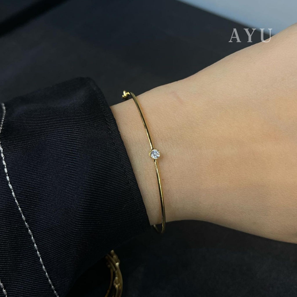 AYU Gelang Emas - Mini Bezel Wire Bangle 16k Yellow Gold