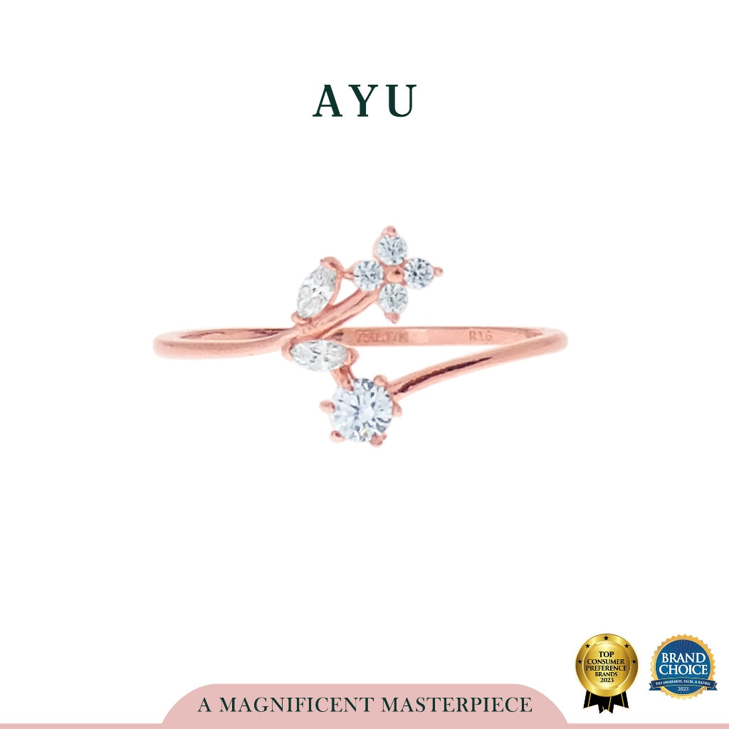 AYU Cincin Emas-Gold Angel Vine In Bloom Ring 17k Rose Gold