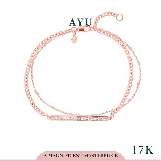 AYU Gelang Emas-Pave Bar Double Layer Bracelet 17k Rose Gold