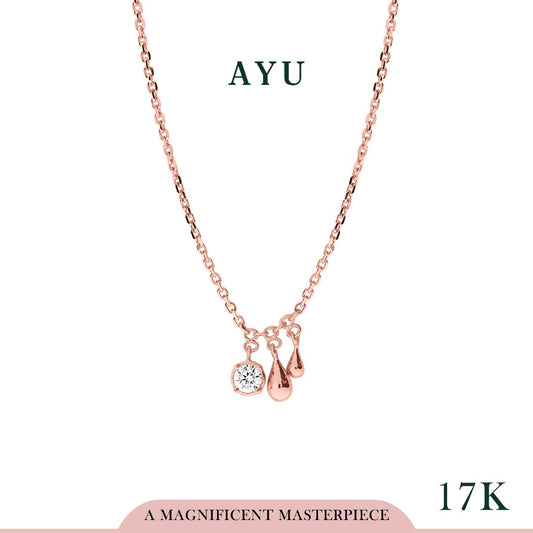 AYU Kalung Emas-Golden Dew With Mini Solitaire Necklace 17k Rose Gold