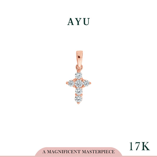 AYU Liontin Emas-Mini Cross Pendant 17K Rose Gold