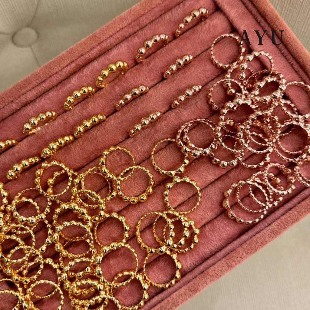 AYU Cincin Emas - Gold Gradating Pepper Beads Ring 17K Rose Gold