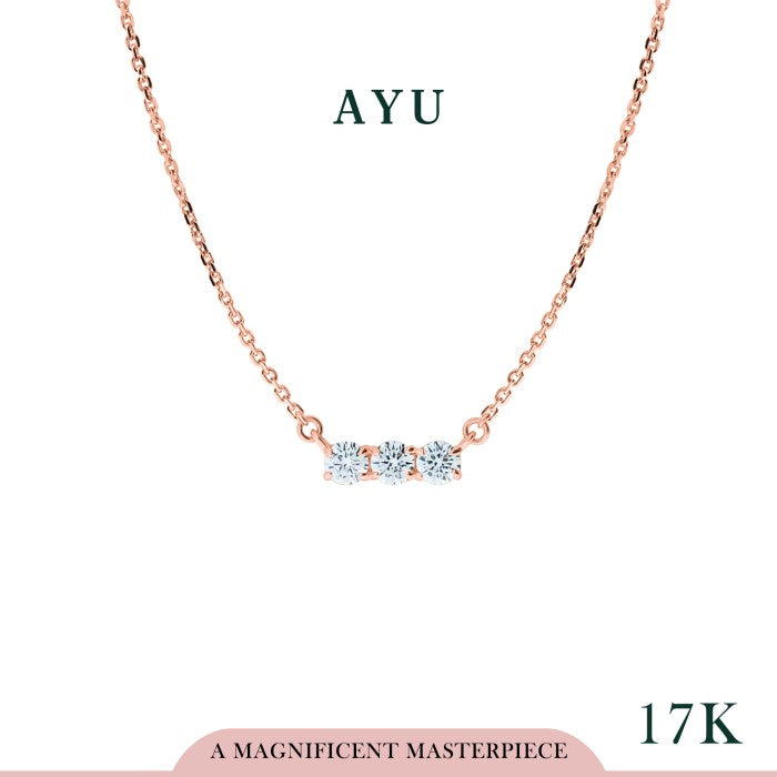 AYU Kalung Emas-3 Rounds Chain Necklace 17k Rose Gold