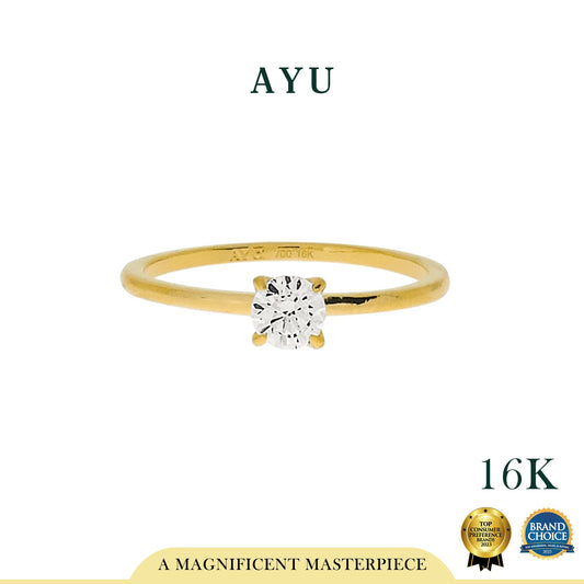 AYU 4 PRONG ROUND SOLITAIRE RING 16K YELLOW GOLD