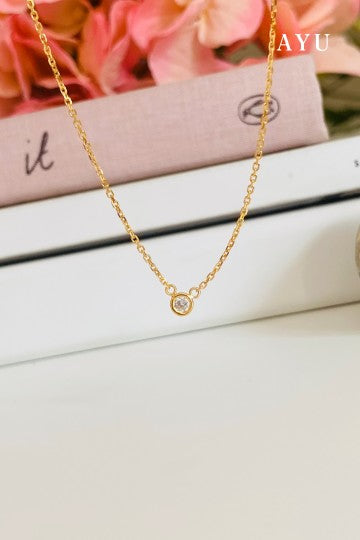 AYU Mini Bezel Chain Necklace 16K Yellow Gold