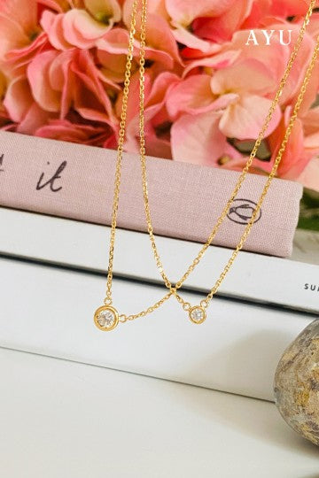 AYU Mini Bezel Chain Necklace 16K Yellow Gold