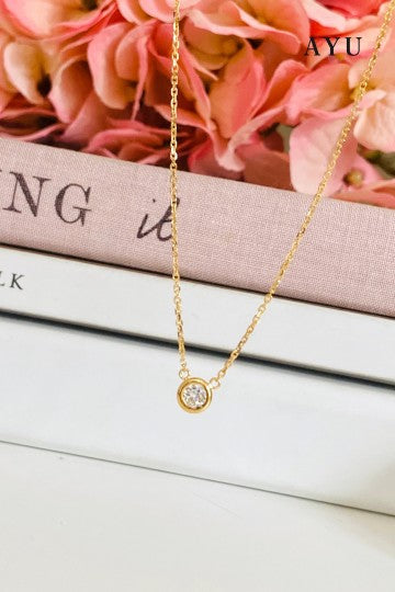 AYU Kalung Emas - Bezel Chain Necklace 16K Yellow Gold