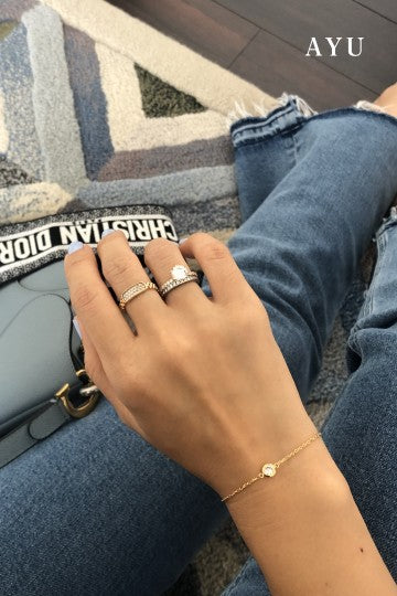 AYU Bezel Chain Bracelet 16K Yellow Gold