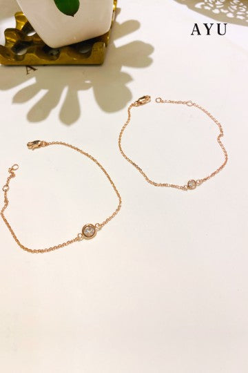 AYU Mini Bezel Chain Bracelet 17K Rose Gold
