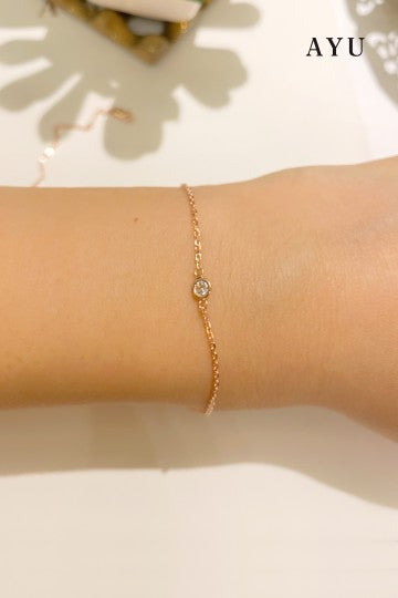AYU Mini Bezel Chain Bracelet 17K Rose Gold