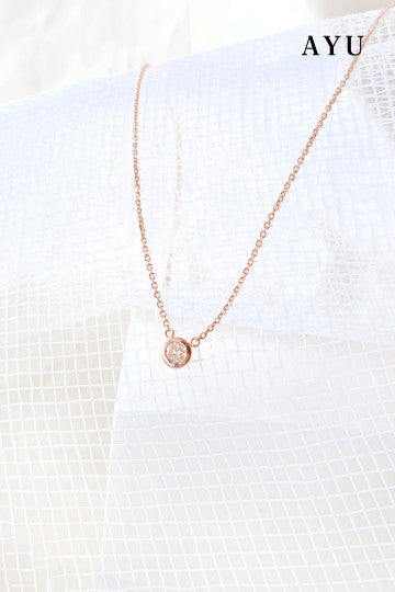 AYU Kalung Emas - Bezel Chain Necklace 17K Rose Gold