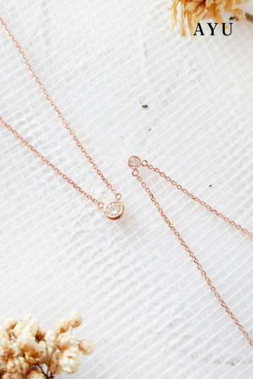 AYU Mini Bezel Chain Necklace 17K Rose Gold