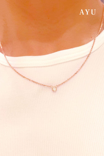 AYU Mini Bezel Chain Necklace 17K Rose Gold