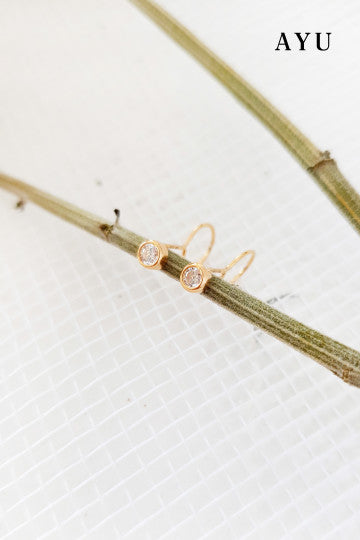 AYU Anting Emas Toge - Mini Bezel Round Loop 16k Yellow Gold
