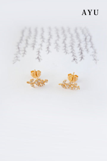 AYU Pave Angel Vine Studs 16K Yellow Gold