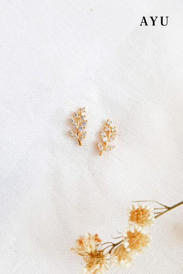 AYU Pave Angel Vine Studs 16K Yellow Gold