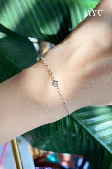 AYU Bezel Chain Bracelet 17K White Gold