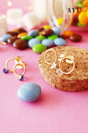 AYU CANDY POP ON CIRCLE STUDS 16K YELLOW GOLD