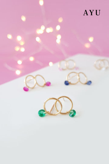 AYU CANDY POP ON CIRCLE STUDS 16K YELLOW GOLD