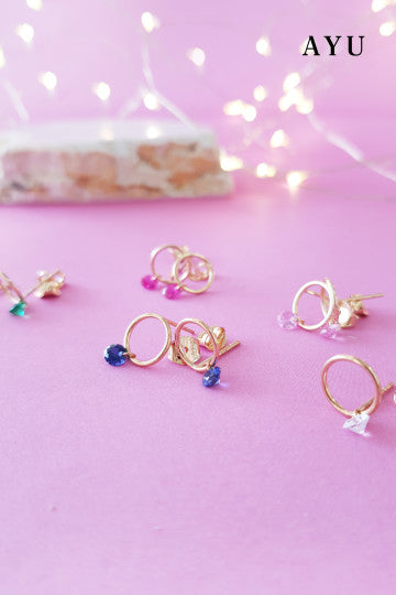 AYU CANDY POP ON CIRCLE STUDS 16K YELLOW GOLD
