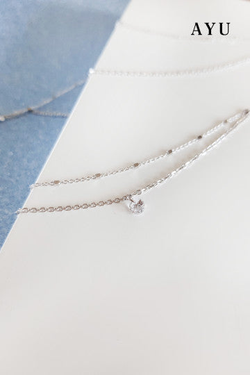 AYU Gelang Emas Korea - Candy pop Double Chain Bracelet 17K White Gold