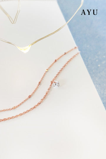 AYU Gelang Emas Korea - Candy pop Double Chain Bracelet 17K Rose Gold