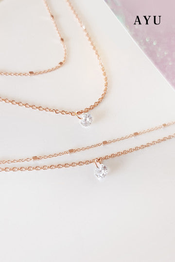 AYU Gelang Emas Korea - Candy pop Double Chain Bracelet 17K Rose Gold