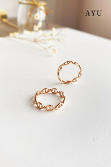AYU Cincin Emas - Oval Link Stack 17k Rose Gold